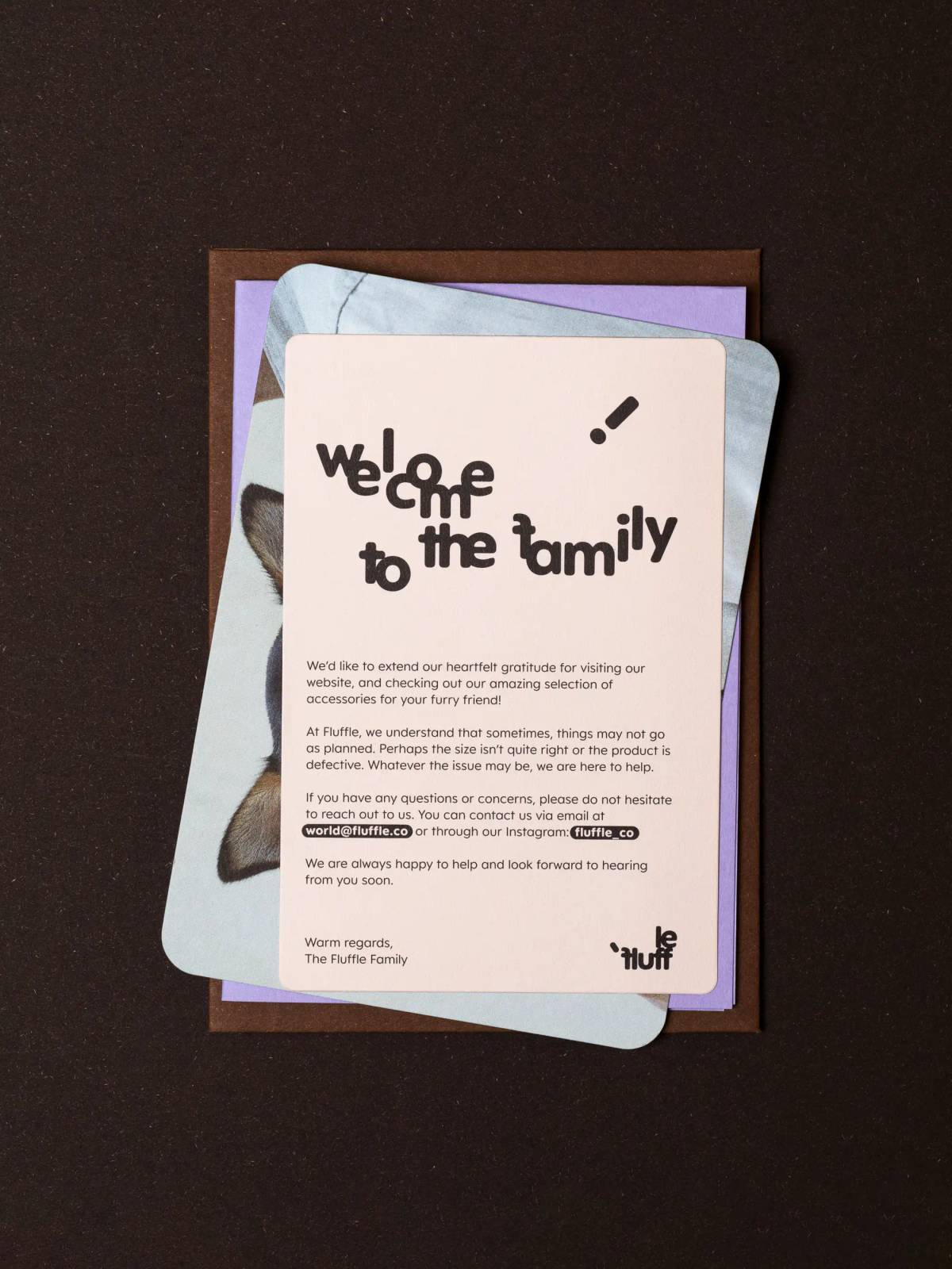Fluffle: Welcome card